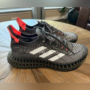 Adidas Gray and White Shoes with Red Highlights